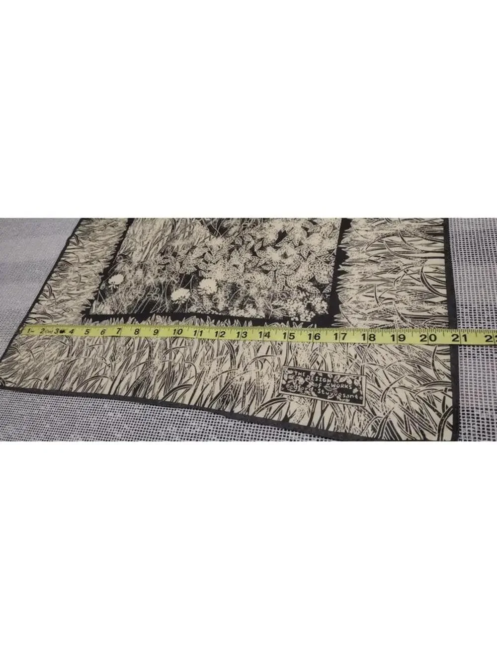 Vintage Scarf Bedford Stuyvesant WHEAT VICTORIAN EDWARDIAN Gray Tan Satin Poly